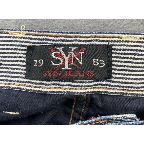 Original SYN Denim Jeans 1983 Men's Size 36X34 Blue Destroyed Distressed - Picture 2 of 16